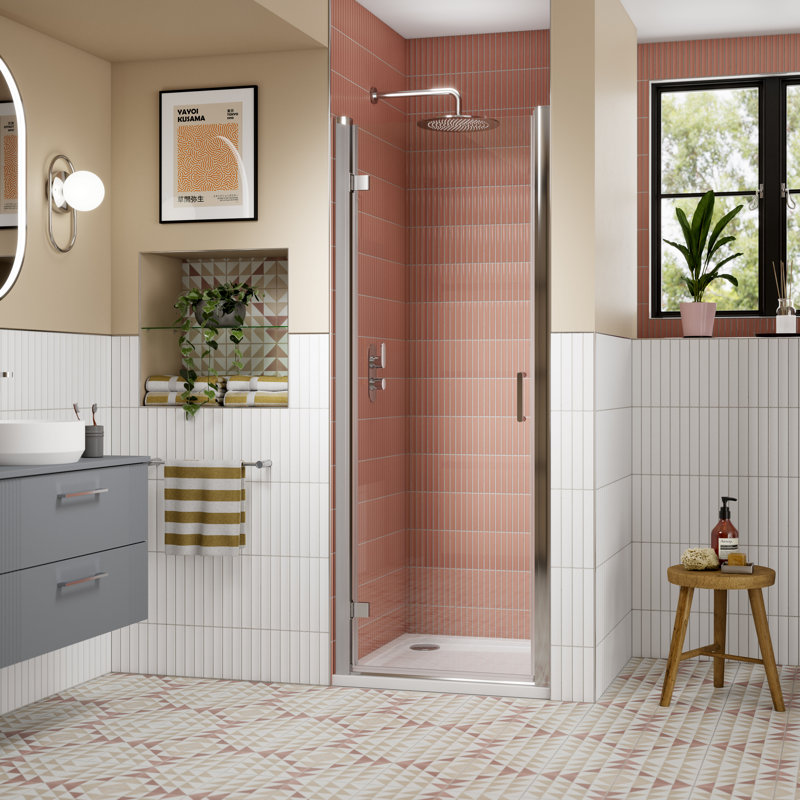nuie Lucie 900mm Chrome Hinged Shower Door