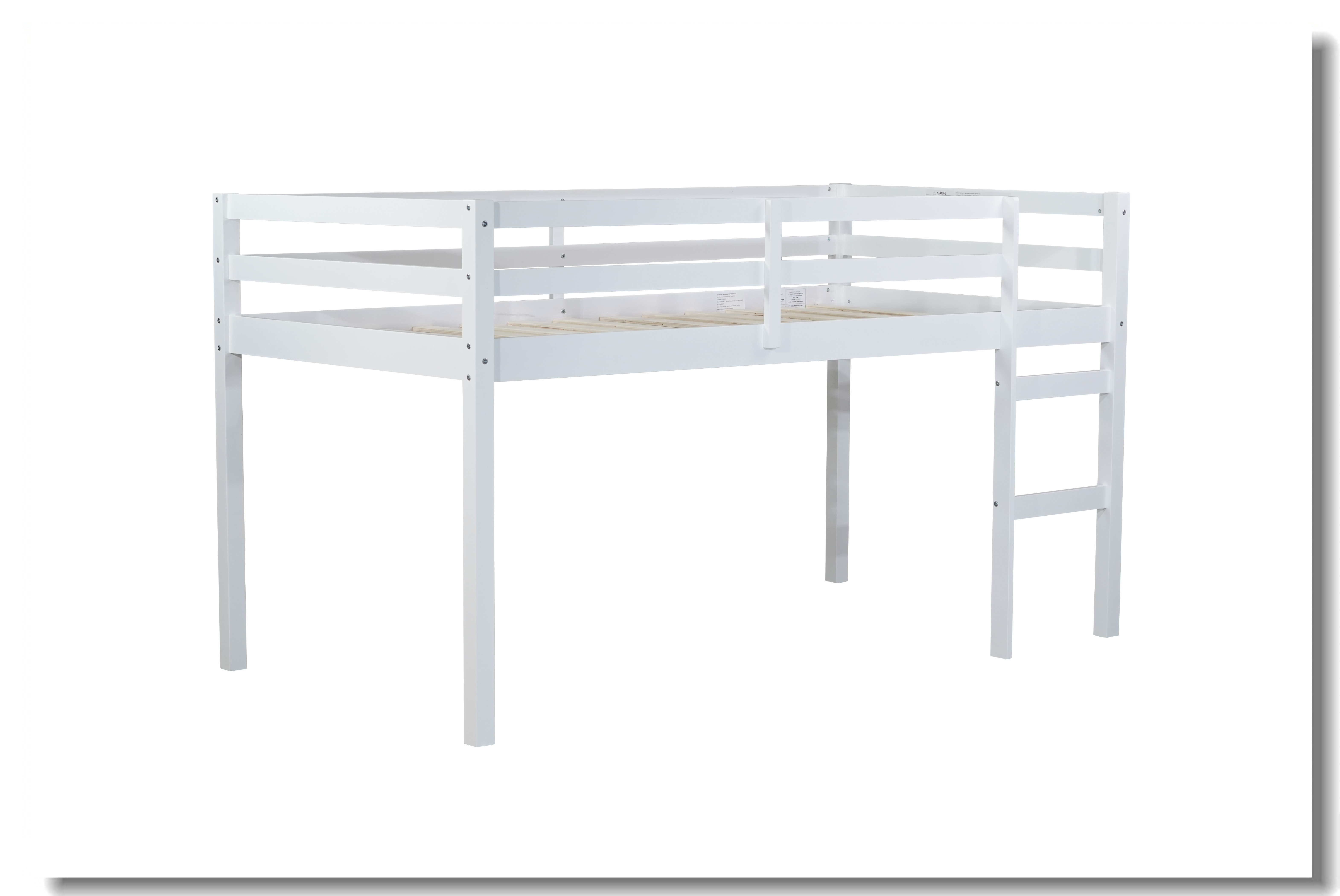 Solid Wooden, Rubber Wooden Twin Loft Bed with Ladder, Bed Platform of Strengthened Slats , Espresso main image 0