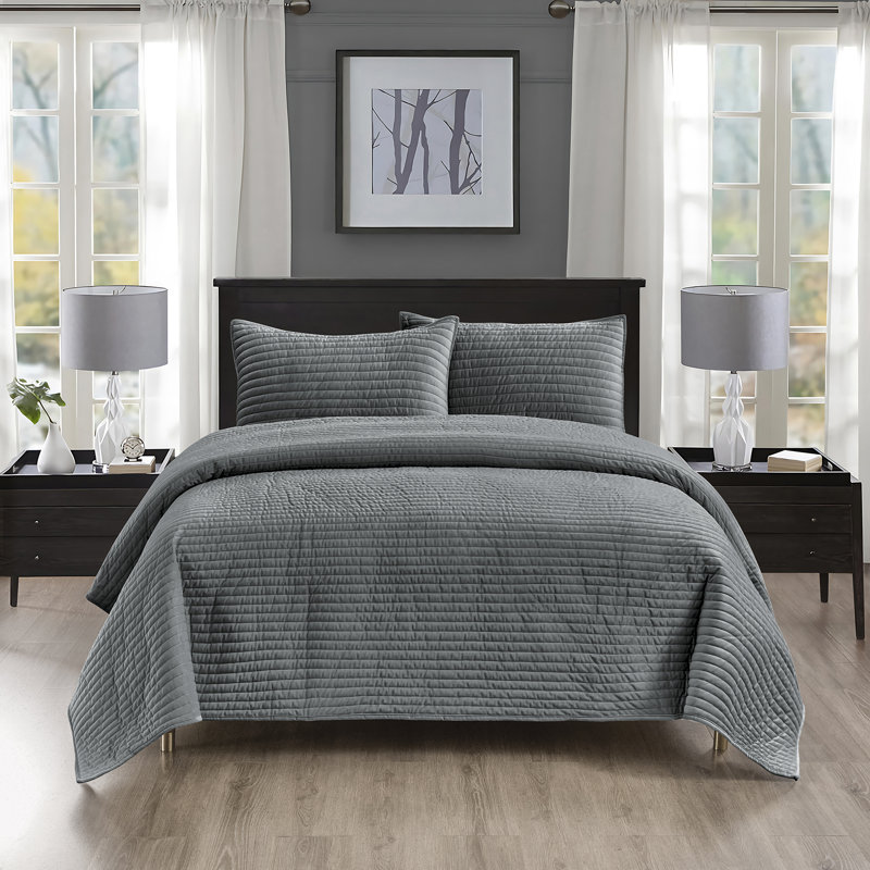 Ensemble de courtepointe en velours surdimensionné Pointehaven, Courtepointe pour lit double/grand et 2 taies déc