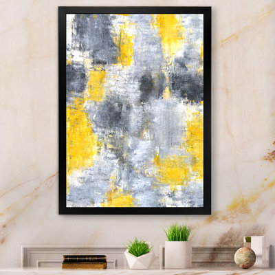 «Gray and Yeollow Abstract Merging II», art mural moderne et contemporain sur toile