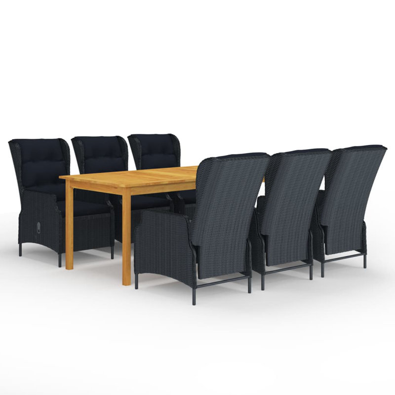 Ensemble repas 6 personnes avec coussins Bobot, Gris foncé, P 29,13 po x l 59,06 po x H 35,43 po