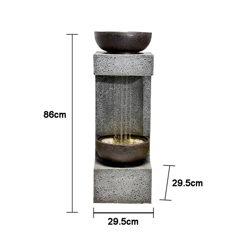 34" Gray Concrete Rainfall Fountain with LED Lights
