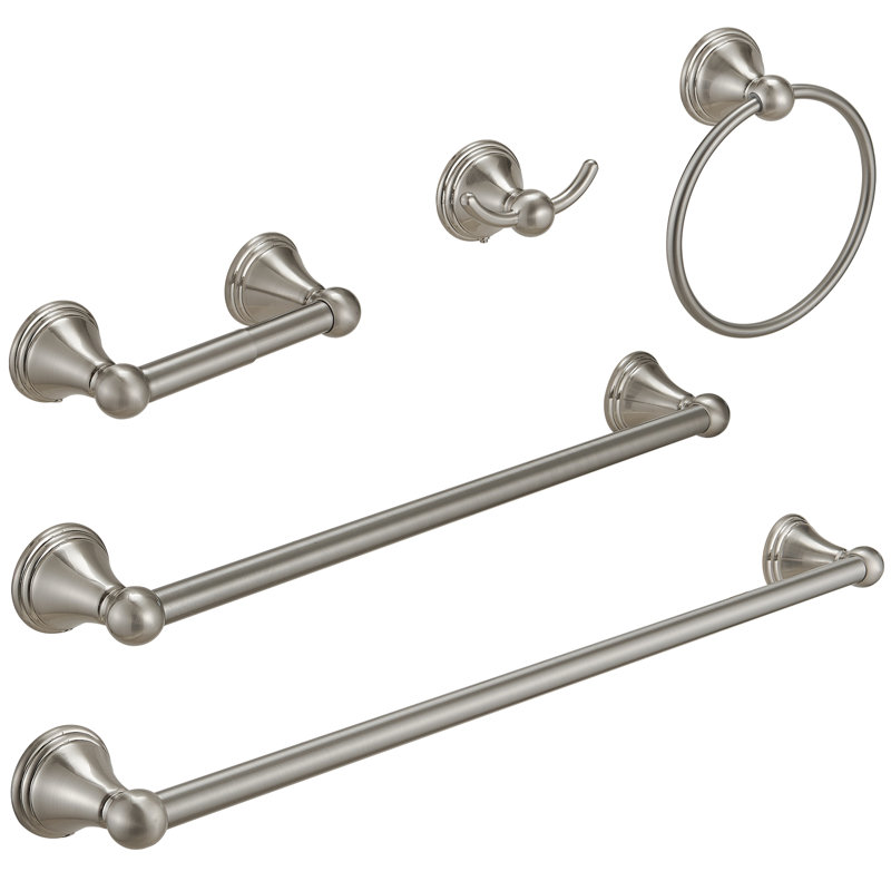 Ensemble de quincaillerie de salle de bain 5 pièces, Nickel brossé
