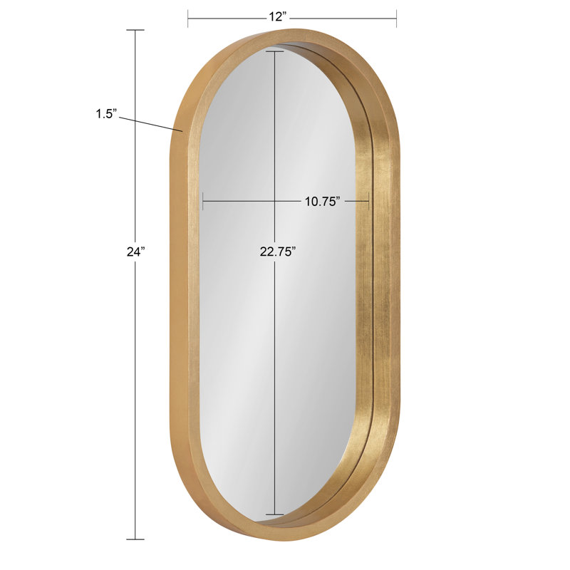 Miroir de salle de bain Arranjeet, 24 po x 12 po, Doré