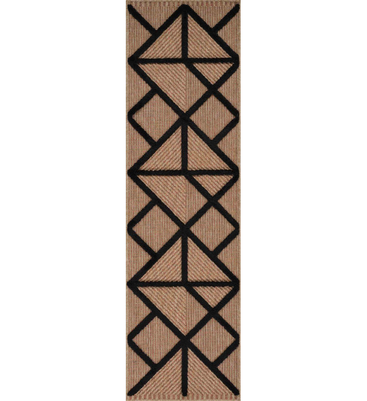Alovinard Geometric Shapes Braided Indoor / Outdoor Area Rug, Rectangle 200 x 290cm, Black