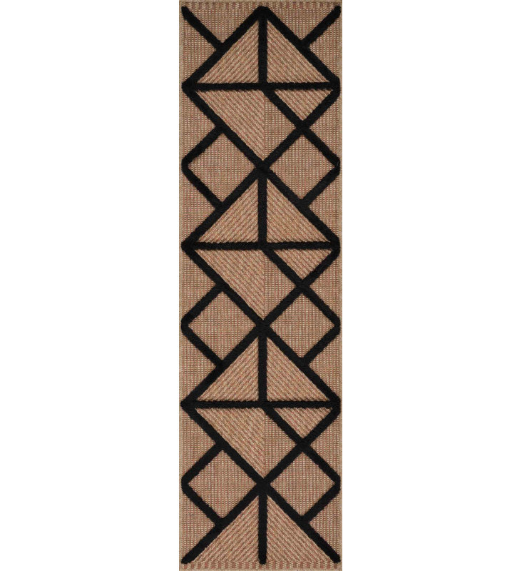 Alovinard Geometric Shapes Braided Indoor / Outdoor Area Rug, Black, Rectangle 50 x 80cm