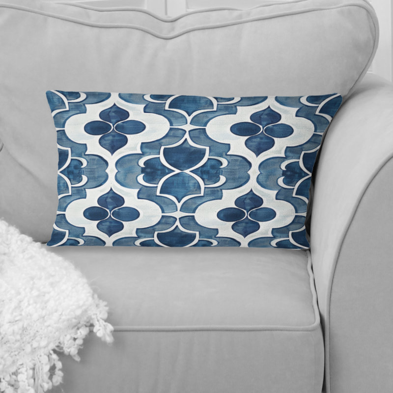 Coussin lombaire transitionnel bleu et blanc quadrilobe 4