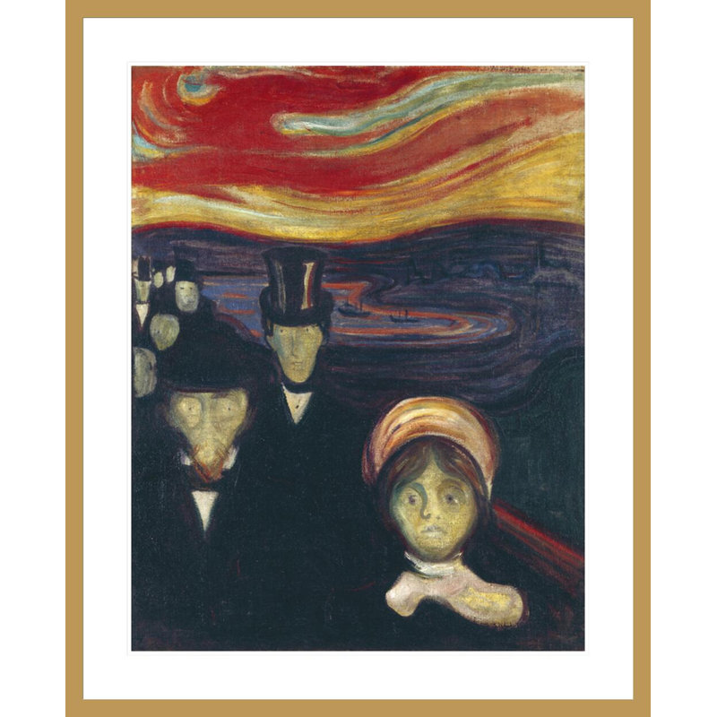 Anxiété par Edvard Munch - impression giclée encadrée, H 41,04 po x l 33,5 po
