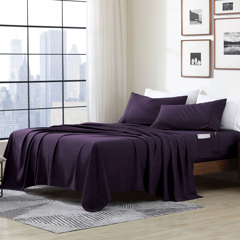 Swift Home Smart Pocket 4-Piece Sheet Set - Essential 1800 Series Microfiber - Fits Mattress up to 14" Thick - Convenient Storage, Peach Fuzz, Durable, Easy Care