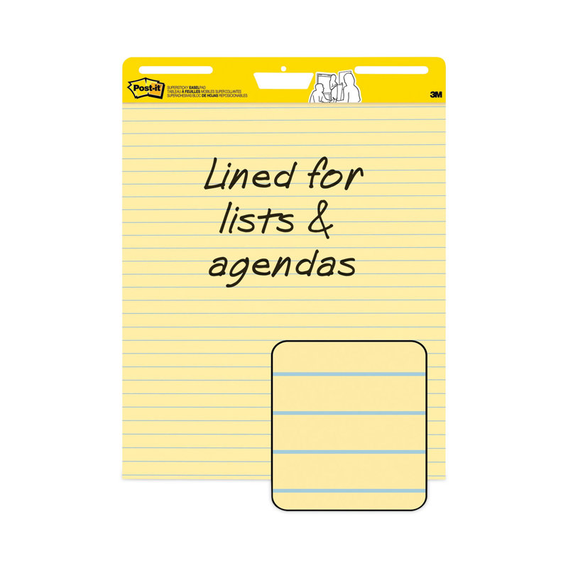 Yellow Lined Self-Stick Easel Pads, 25 x 30, 4-Pack