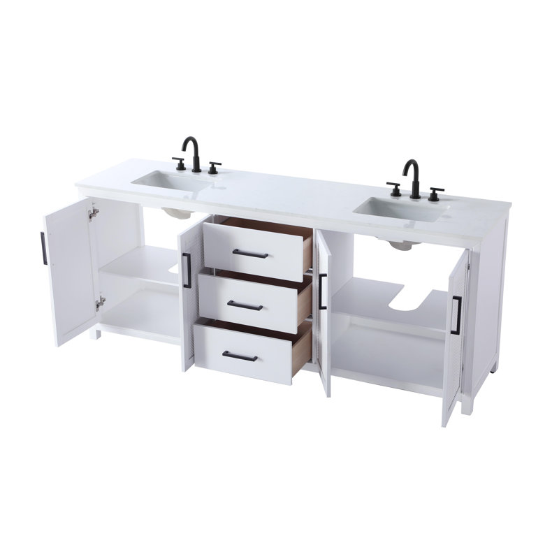 Meuble-lavabo double 84 po, Blanc