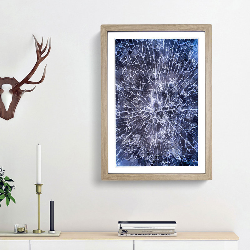 Cracked Moment in Abstract - Picture Frame Graphic Art Print, 87cm H x 62cm W x 2cm D, Oak Framed