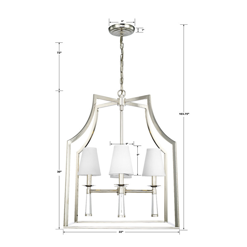 Baxter 4 - Light Chandelier, Polished Nickel
