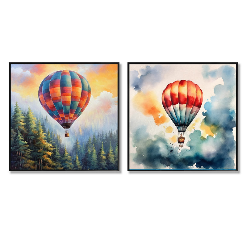 Montgolfière Forest View - ensemble de 2 montgolfières carrées, Cadre flottant noir, H 16 po x l 33 po
