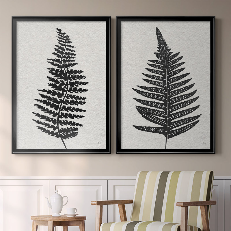 Toile encadrée haut de gamme Forest Fern III - prête à être accrochée, H 42,5 po x l 61 po x P 1,25 po, Noir