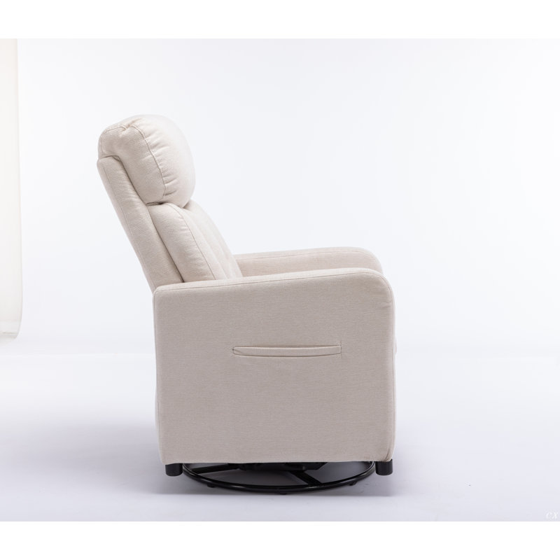 Chaise berçante pivotante en tissu Teddy, Beige