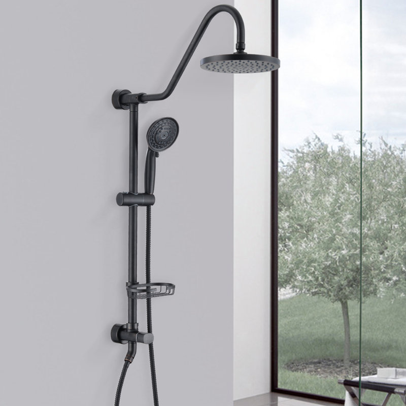 8" Rain Shower Head And Handheld With Finish In Oil-Rubbed Bronze Decoration Stainless Steel Ergonomic Handle