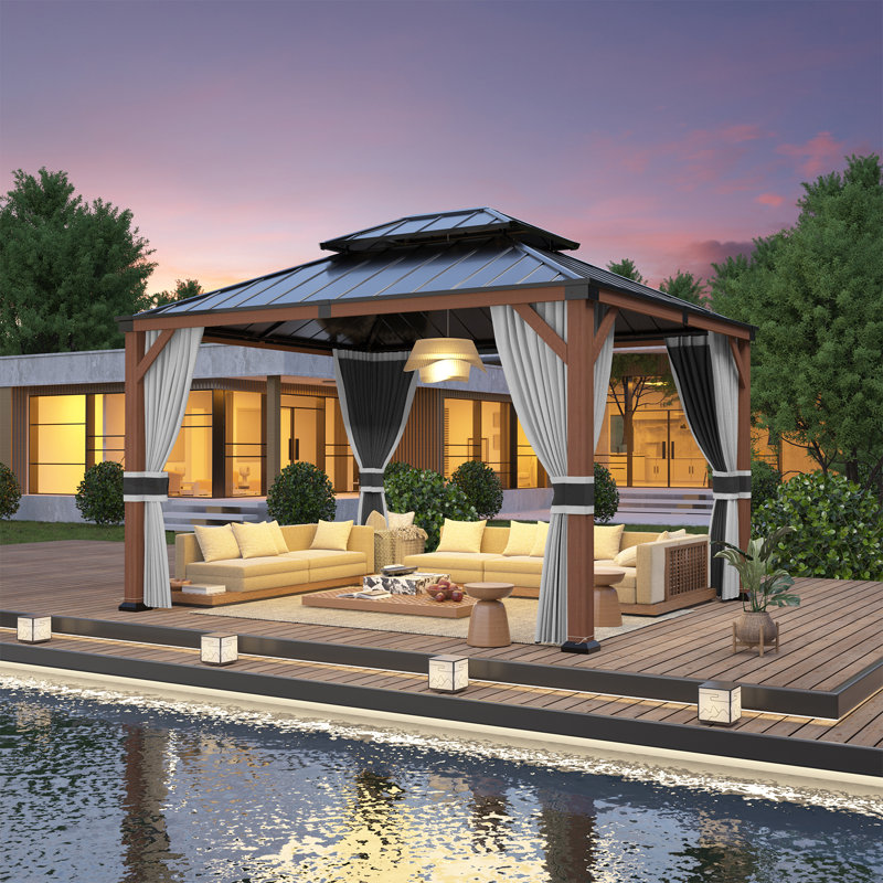 Pavillon de jardin en aluminium, H 36 po x l 147 po x P 123 po