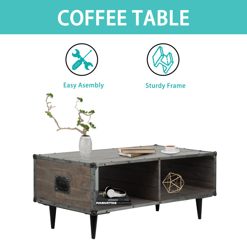Verdel Solid Wood Single Coffee Table, Gray Wash