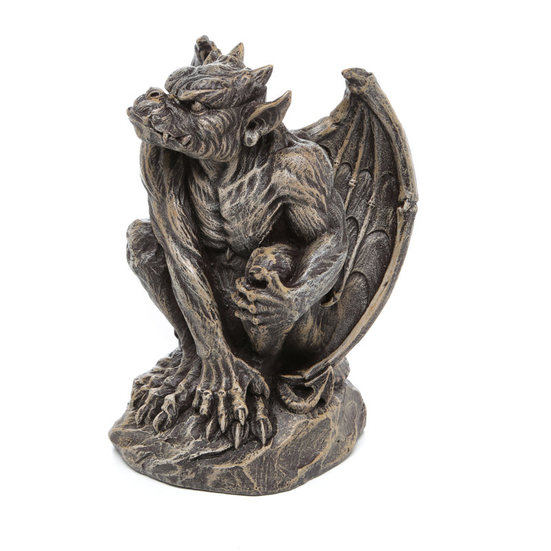 Silas Medium Gray Resin Gothic Gargoyle Sentry Statue