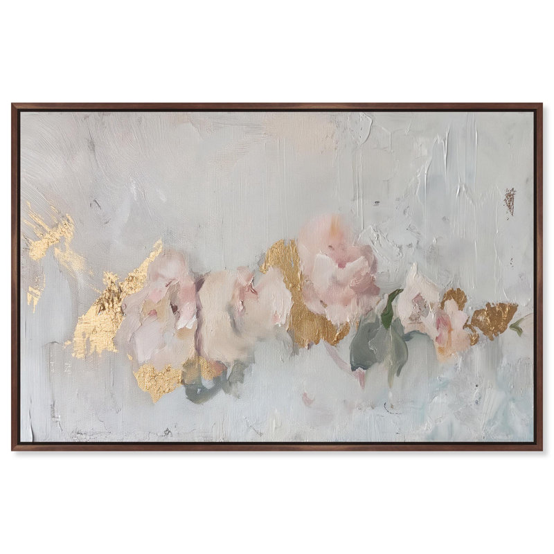 Oliver Gal Velvet Alloy Floral Abstract - Liquid Framed Canvas Art, 25" H x 37" W, Brown