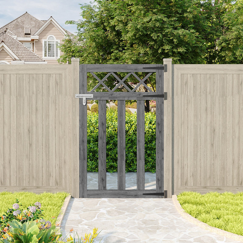 Solid Wood Gate, 120 cm H x 76 cm W x 3 cm D, Grey