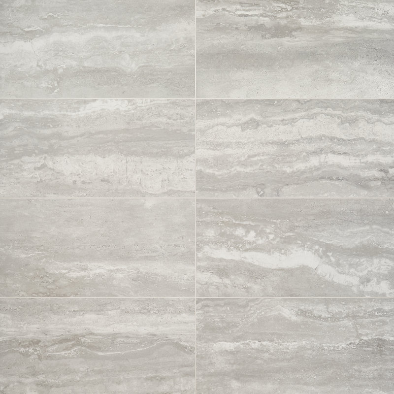 Carreau de porcelaine 12 po x 24 po Core Travertine, Gris