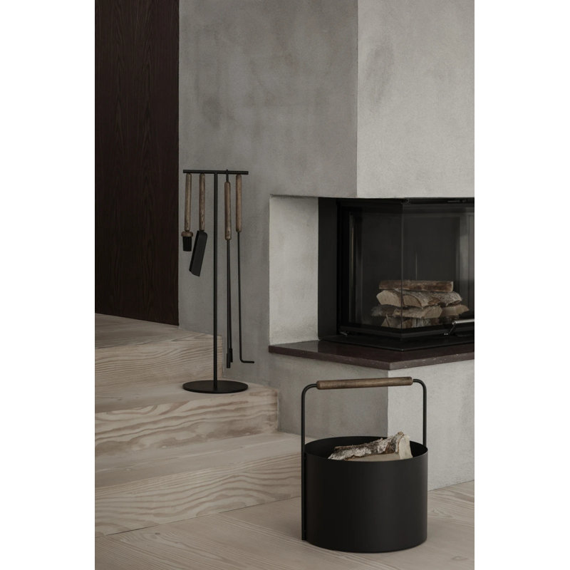 Ashi Steel/Wood Log Carrier, Brown