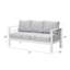Ensemble de conversation de patio 3 pièces en aluminium 3 pièces, canapé d'extérieur 5 places avec coussins gris clair épais et structure blanche et table basse-1721070386-1721070397