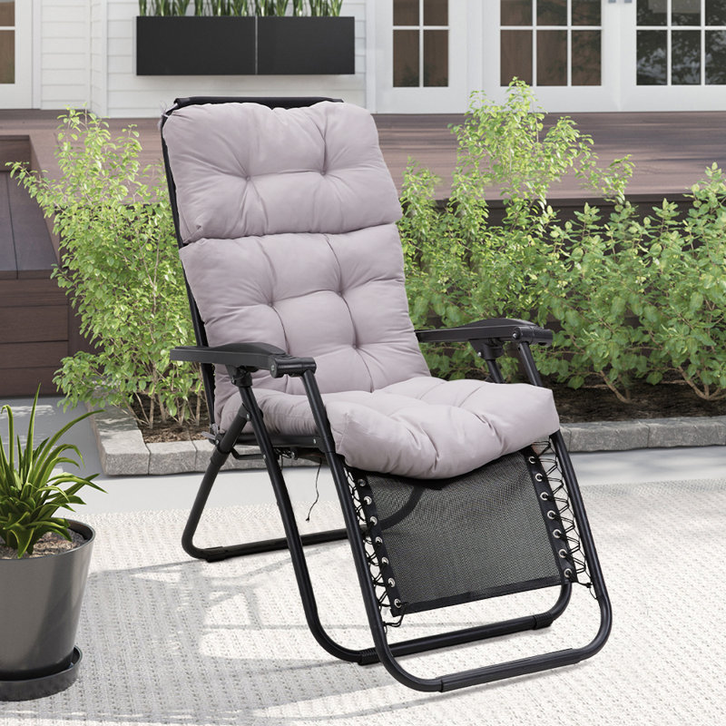 Gray Tri-Fold Garden Siamese High Back Chair Cushion