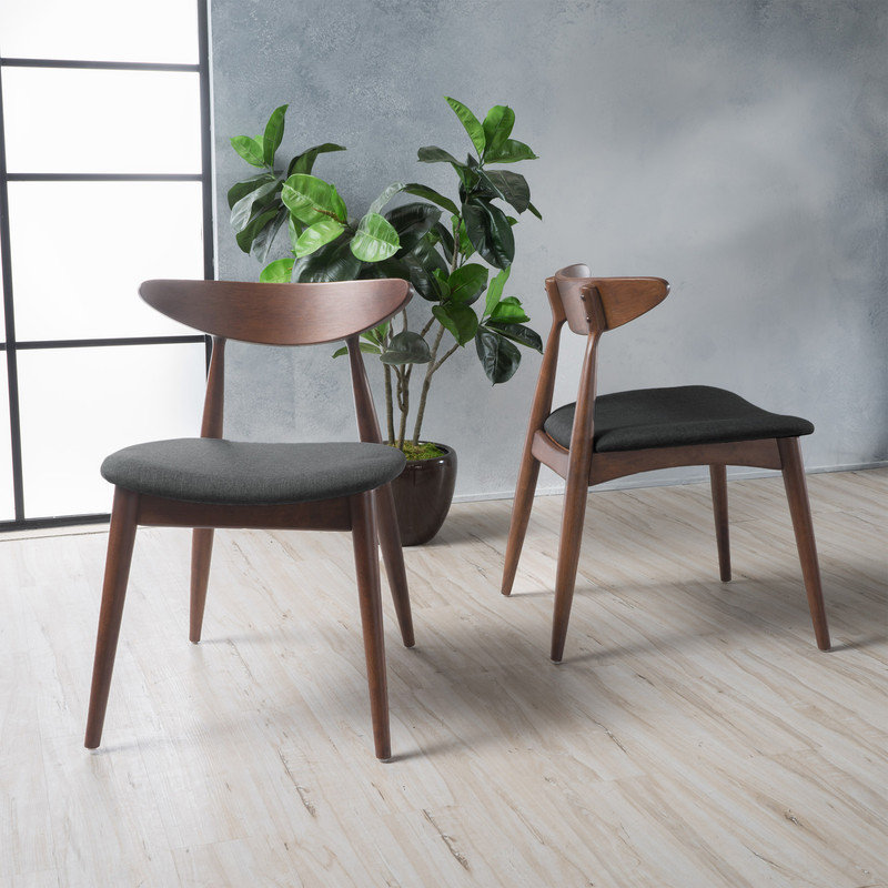 Ensemble de 2 chaises de salle à manger de style moderne Mid-Century avec dossier ergonomique et sièges rembourrés