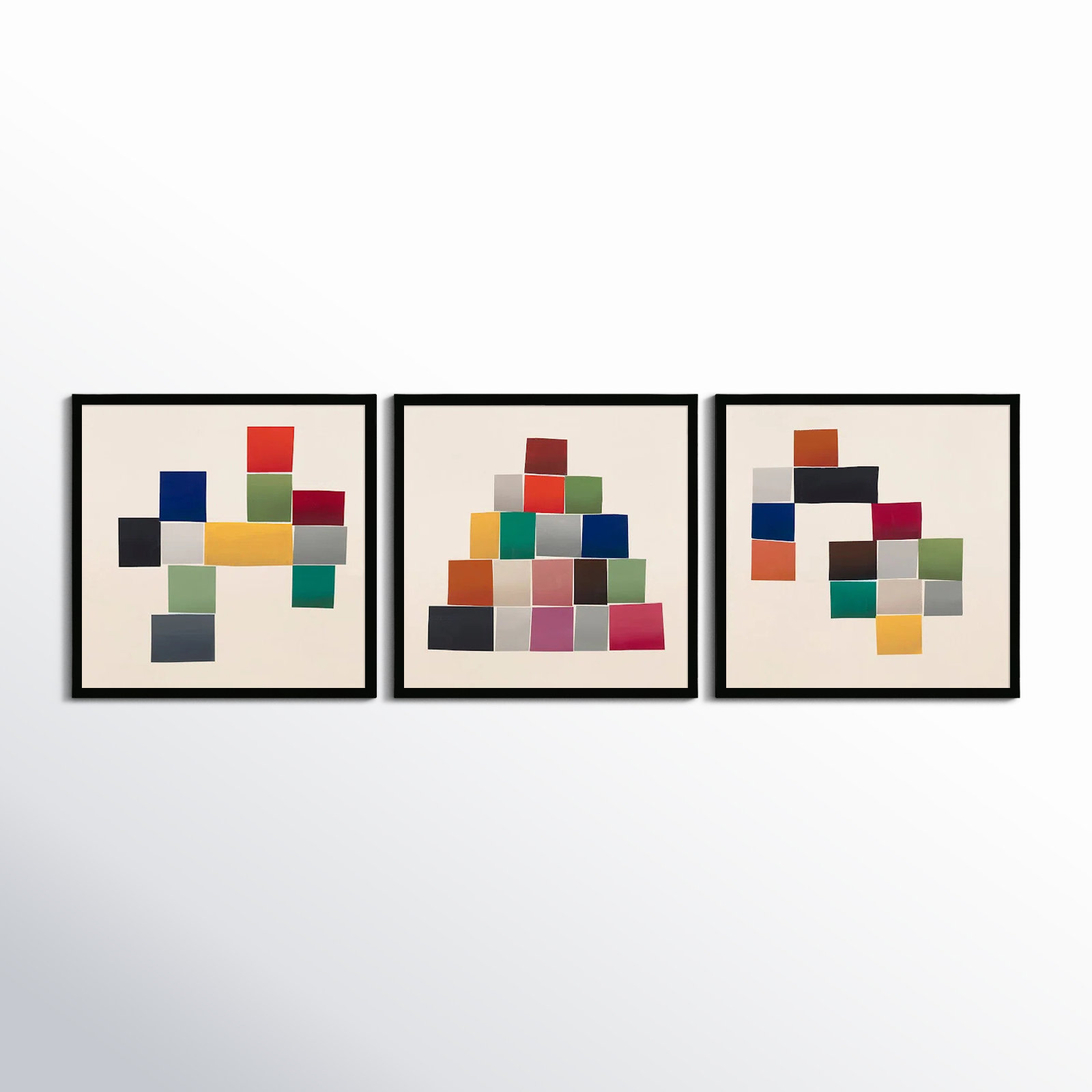Jewels. Set Of 3 by Lee Lessem, Black Framed, 30" H x 30" W x 1.25" D