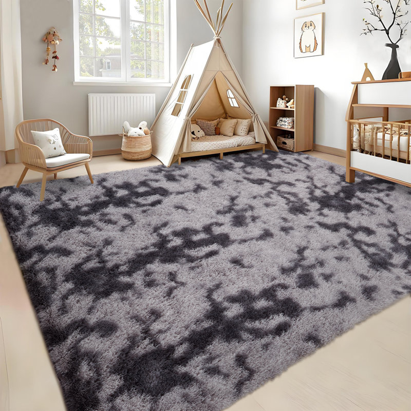 Area Rug for Living Room Shaggy Faux Fur Carpet for Bedroom Non-SNon Shedding Fuzzy Rug for Playroom Home Decor, Gray