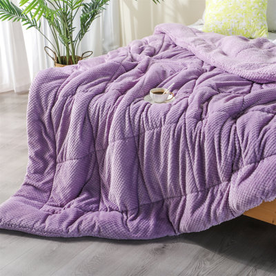 Édredon moelleux en flanelle de luxe avec dossier en sherpa - Literie lavable à la machine