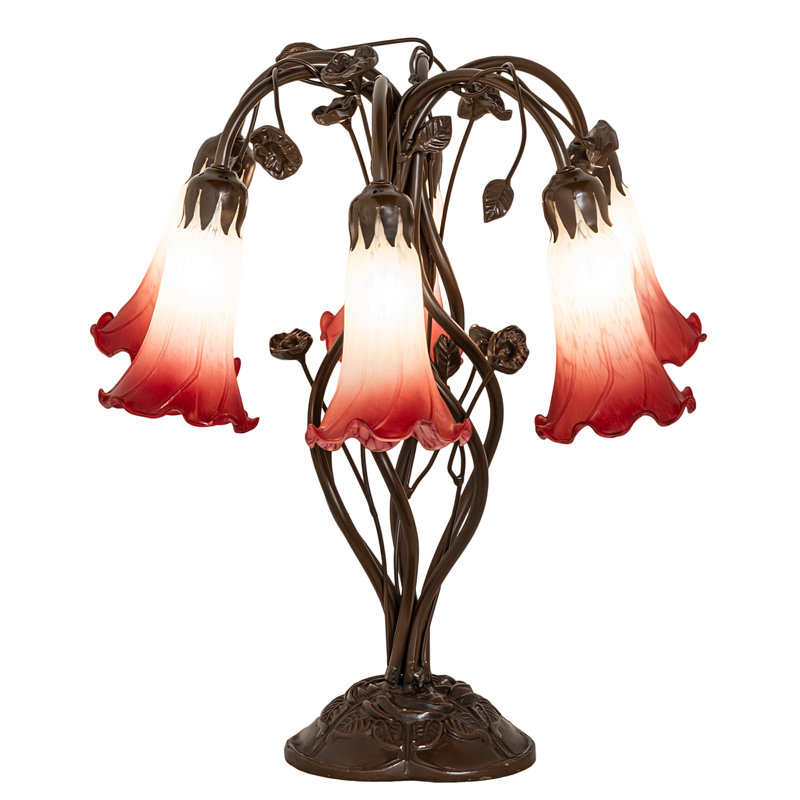 Meyda Tiffany & Stained Glass Table Lamp, Red/White