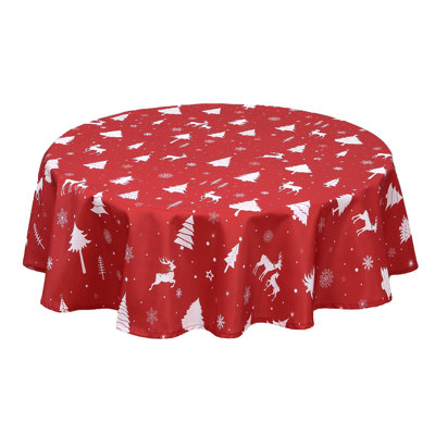 Waterproof Washable Christmas Tablecloth with Deer Pattern | Festive Polyester Cover for Dining Room, Kitchen & Holiday Parties