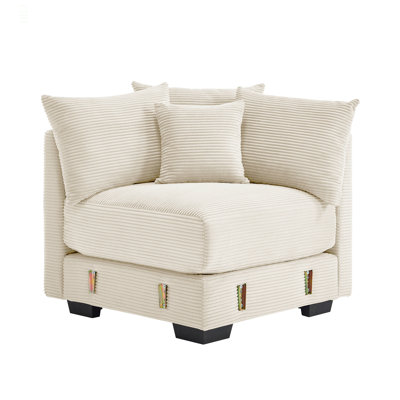 28 Corner Sofa W/Pillows Corduroy -Cream
