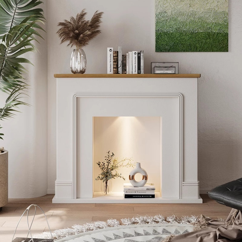 Armoire décorative minimaliste de style français, Blanc, H 35,43 po x l 39,37 po x P 7,87 po