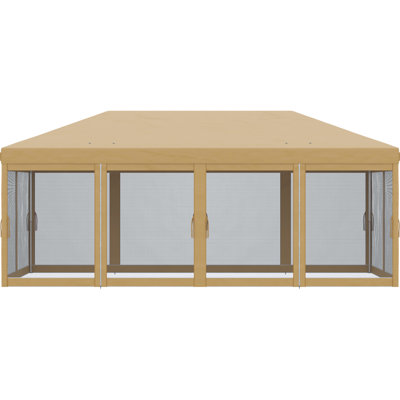 10' X 20' Pop Up Canopy Tent With Netting. Strong Sun Protection For Gardens. Beige. Great Party Locations, Gardens, Patios. Blocks . Easy To Assemble And Transport Netting, Heavy Duty Shelter