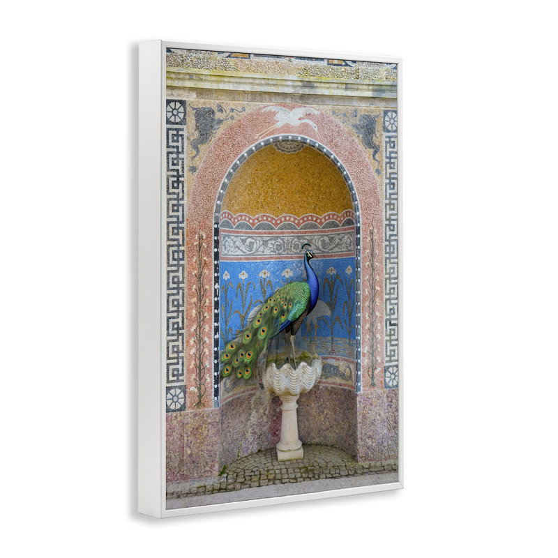 Paon avec une architecture traditionnelle, art giclée par Danita Delimont, Giclée encadrée blanc bord de mer