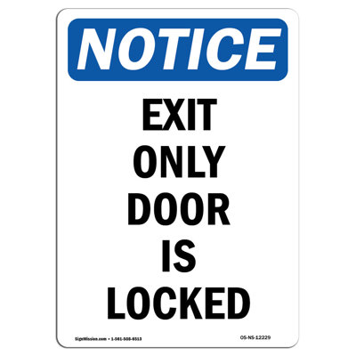 Avis - Panneau «Exit Only Door Is Locked»