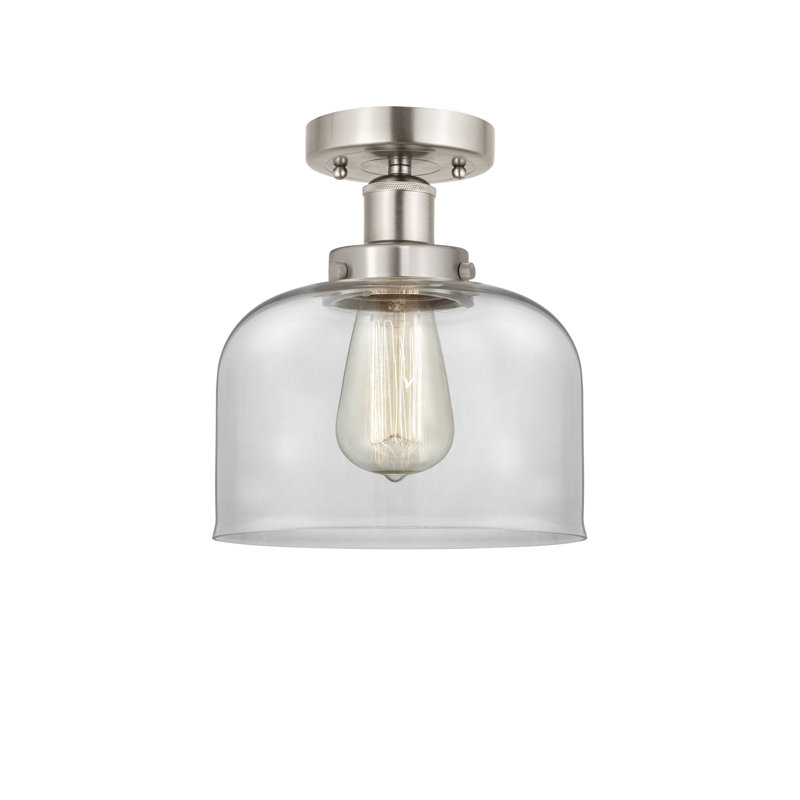 Plafonnier semi-encastré en verre Coppell, Transparent, Nickel satiné brossé