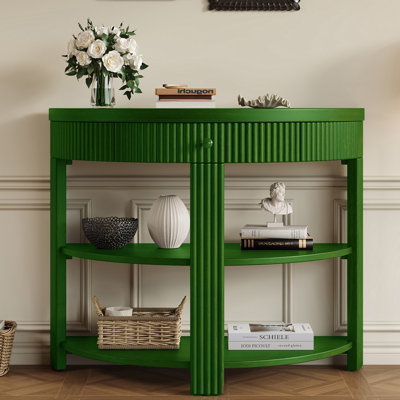 Table console demi-lune de style ferme de 37 pouces