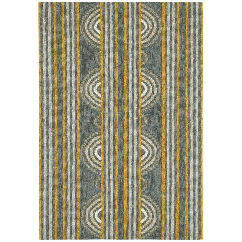 Tapis gris en laine à boutons crocheté à la main, Tapis de couloir 2 pi 6 po x 8 pi