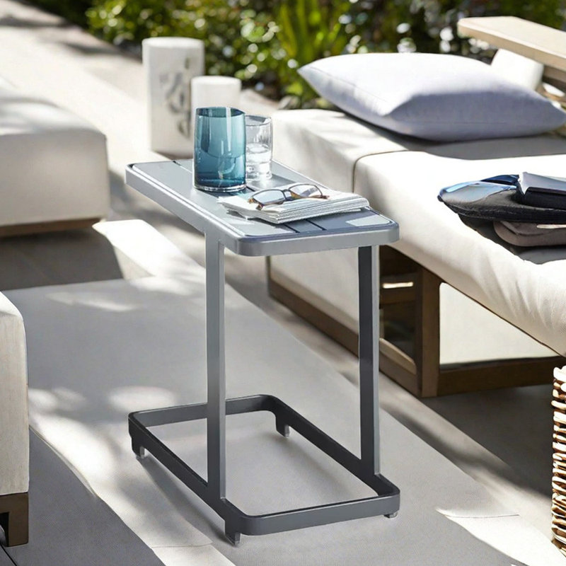 Table d'appoint en fritté pour patio, Gris