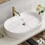 Meuble-lavabo mural avec lavabo ovale en céramique, armoire en bois massif multi-couches, tiroirs à fermeture en douceur et rangement ouvert pour des salles de bain modernes et peu encombrantes