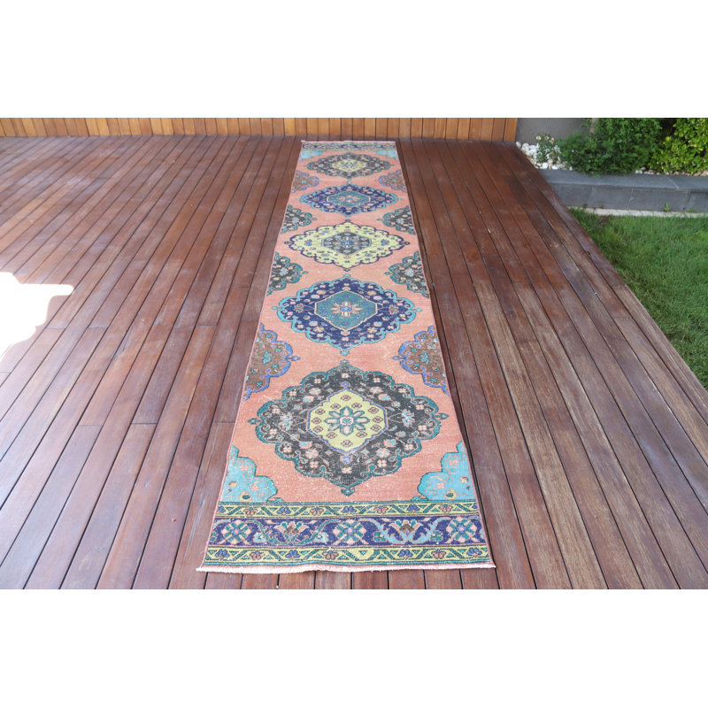 Tapis turc en laine fait à la main avec un design bohémien idéal pour la décoration intérieure et parfait comme couvre-plancher de couloir