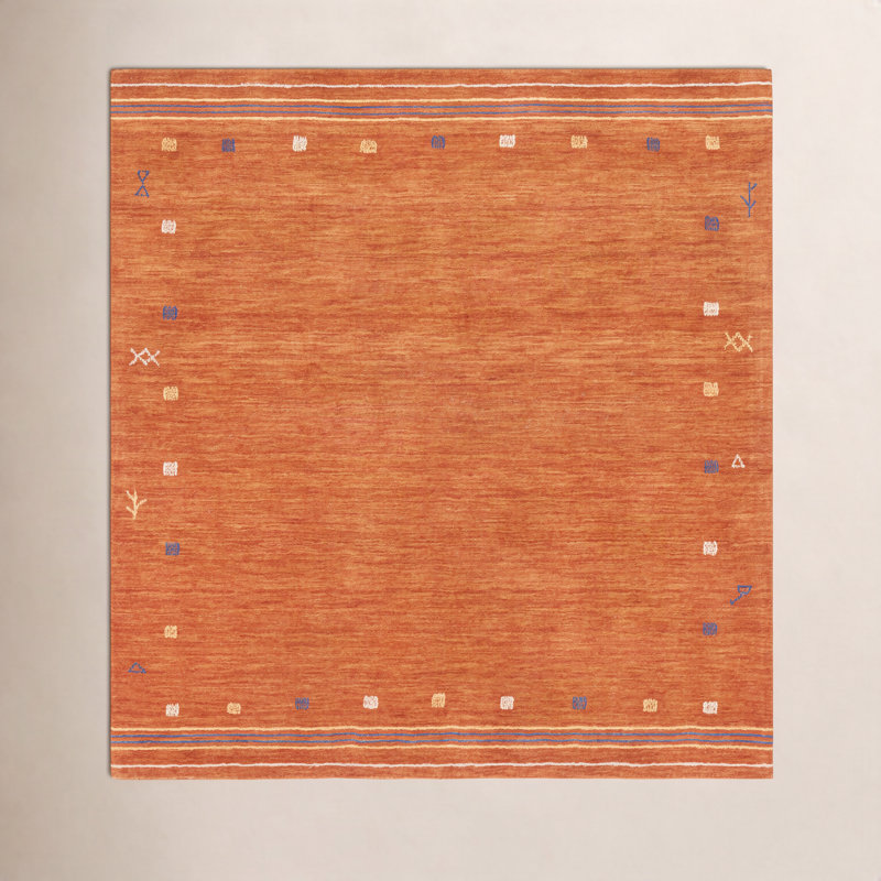Danette Wool Rust Area Rug, Square 8'