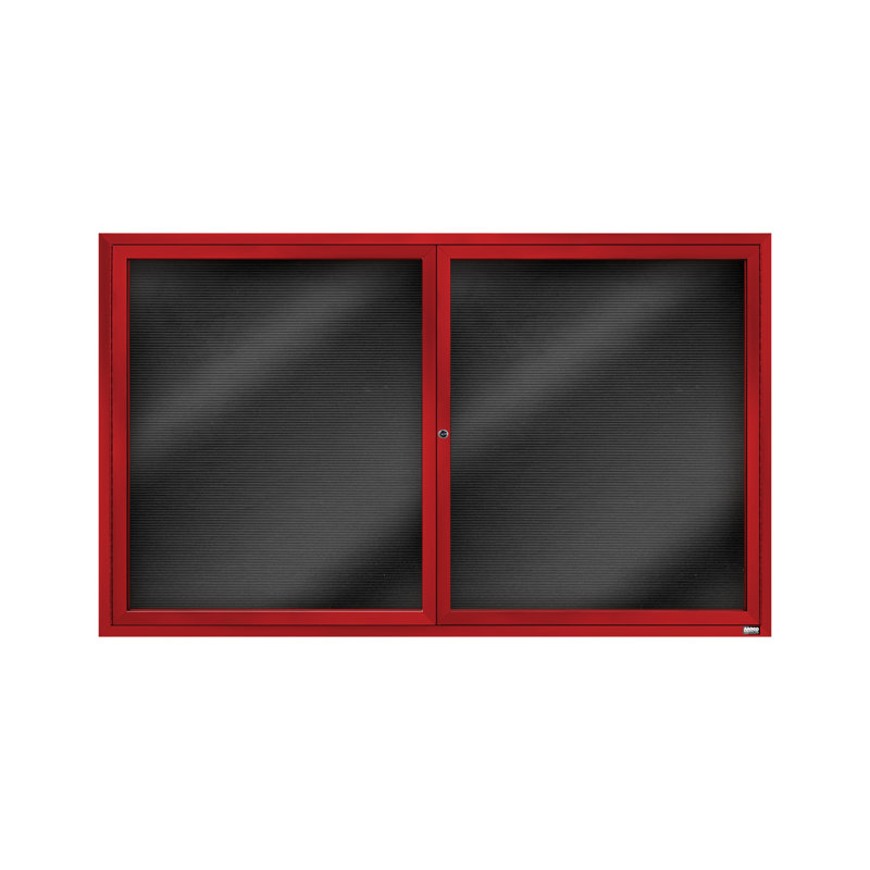 Tableau d'affichage mural fermé pour armoire d'annuaire, Rouge thermolaqué, Deux, H 36 po x l 60 po
