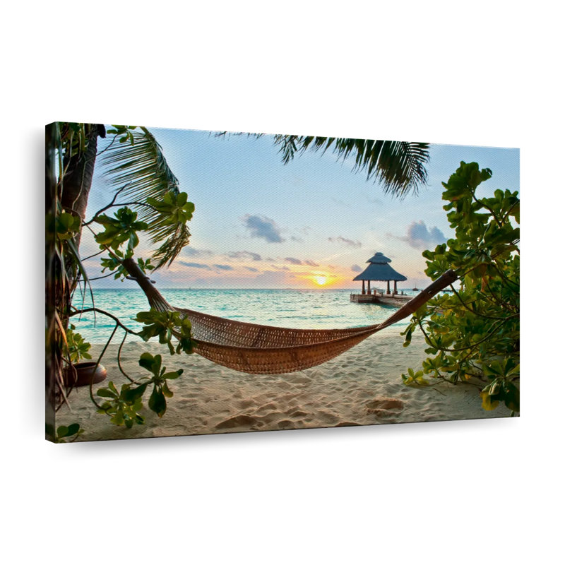 Impression sur toile Maldives Beach Hamac, H 8 po x l 12 po x P 1 po
